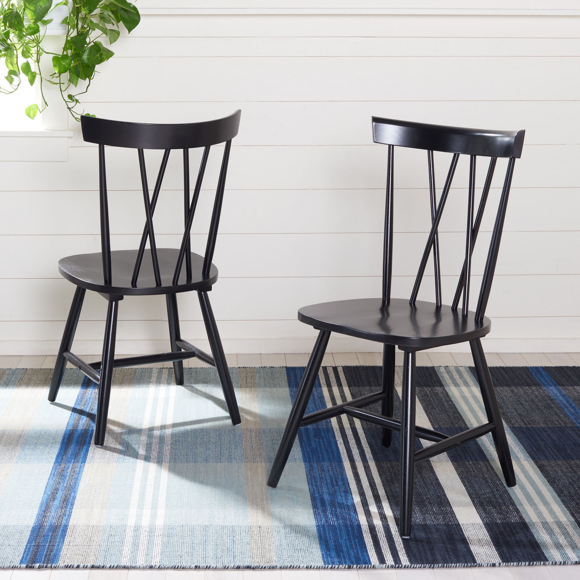 Porschia Cross Back Side Chair, Black