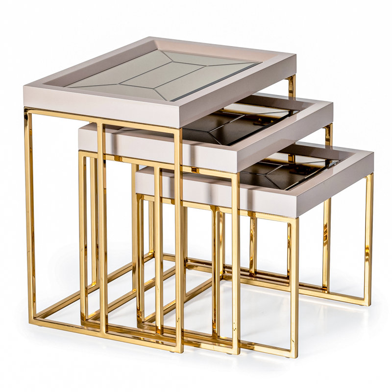Ensemble de 3 tables gigognes Carmela - Ivoire chatoyant