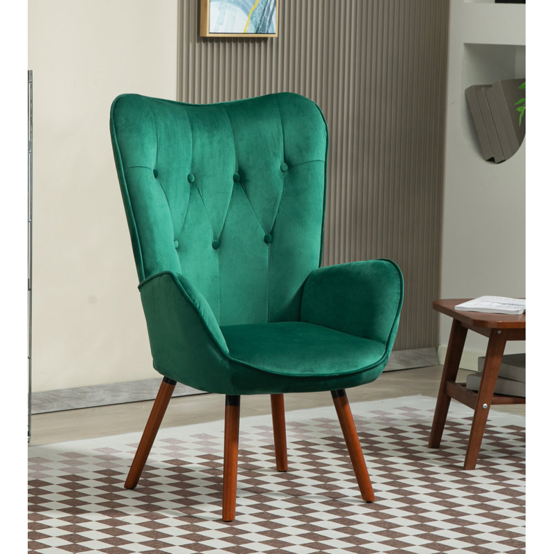 Barrion Upholstered Armchair, Green Velvet