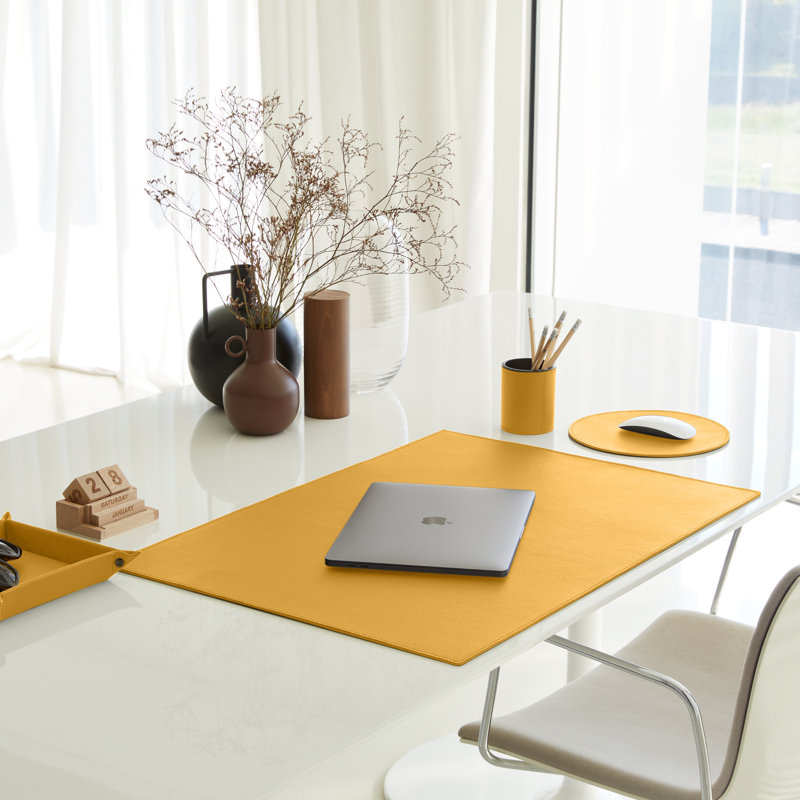 Wiltraud Leather Pen Holder, Yellow