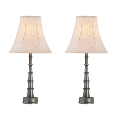 Ensemble de lampe de table en nickel brut antique 28,5 "