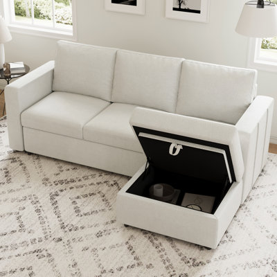 Upholstered 84.6 " Chenille Sofa & Chaise with Ottoman