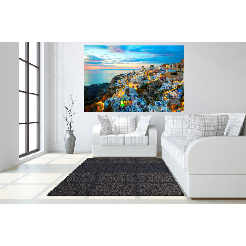 Art mural en verre trempé sans cadre Santorini - 40 po x 60 po