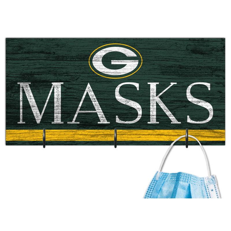 3 - Hook Wall Mounted Coat Rack, Green Bay Packers
