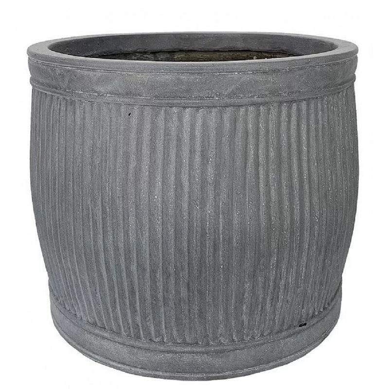 Fibreglass Plant Pot, Faux Lead, 20cm H x 24cm W x 24cm D