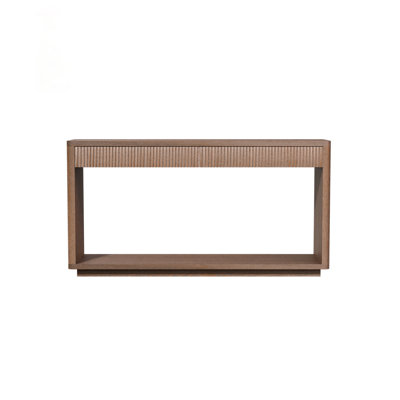 60 Inch Modern 2-Drawer Fluted Console Table With Natural Wood Veneer For Living Room, Hallway, Entryway, Home Office