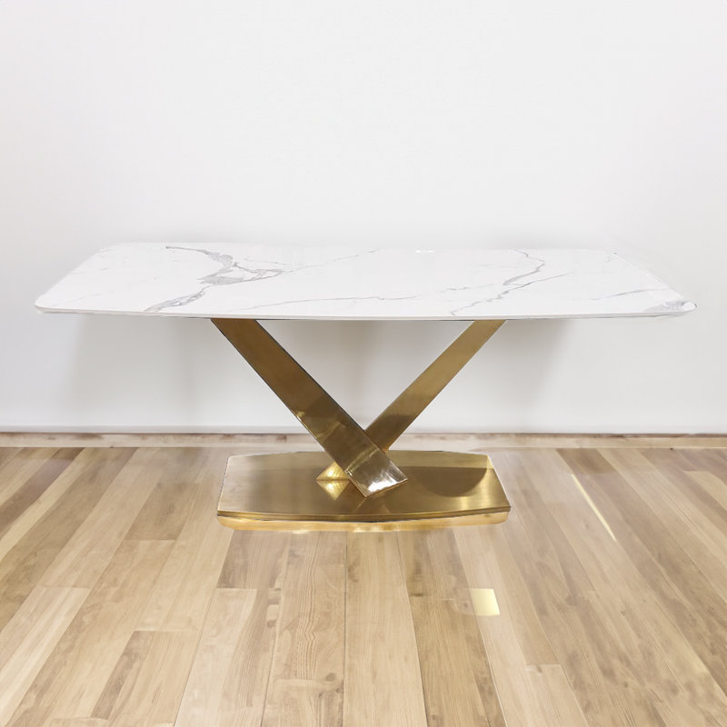 Stone Top Metal Base Dining Table