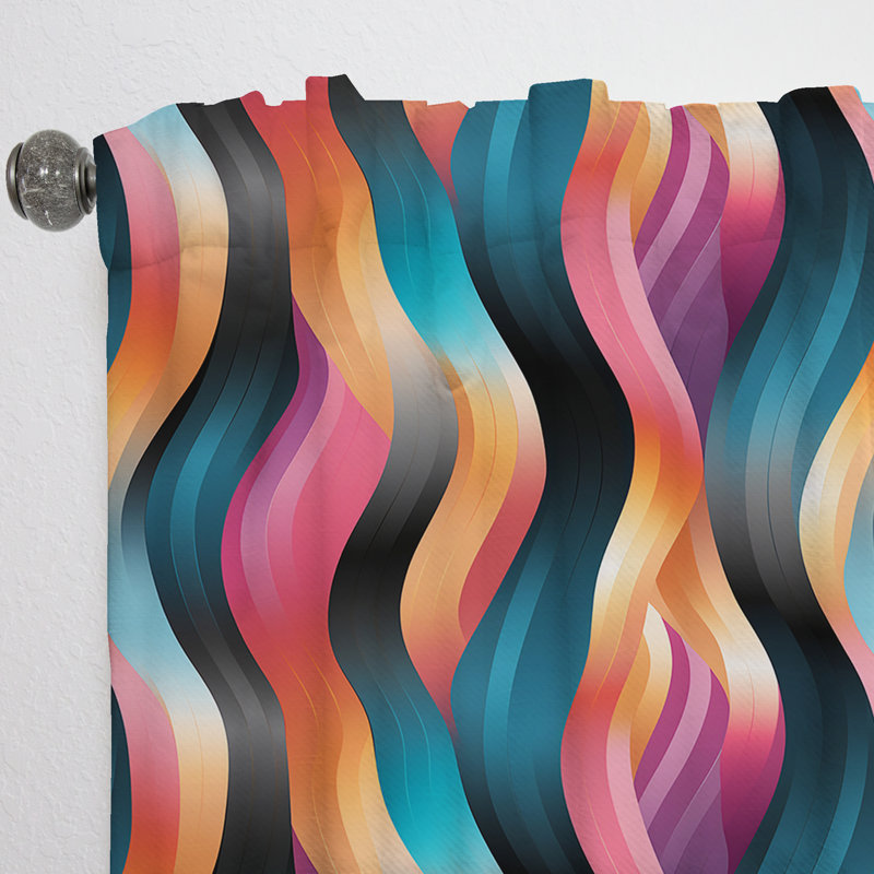 «Colorful Vibrant Waves Mosaic» - Rideau rayé - Rideau rayé obscurcissant - 1 panneau, L 52 po x L 63 po