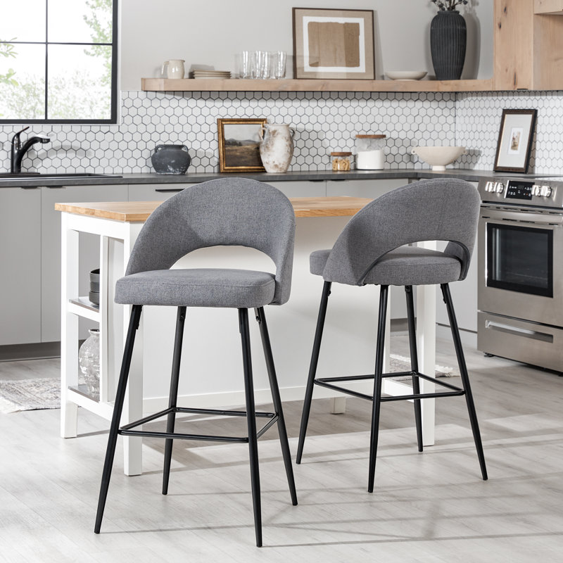 Leray 30" Upholstered Bar Stool, Charcoal