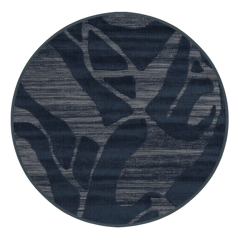 Tapis abstrait gris lavable à la machine, Rond 5 pi