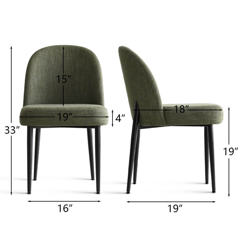  Linen Upholstered Parson Chair with Metal Legs, Green
