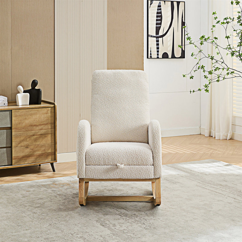 Chaise berçante avec repose-pieds rétractable, Ivoire ivoire