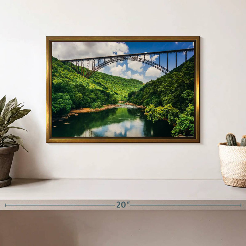 Pont New River Gorge, 13 po x 9 po, Cadre flottant doré