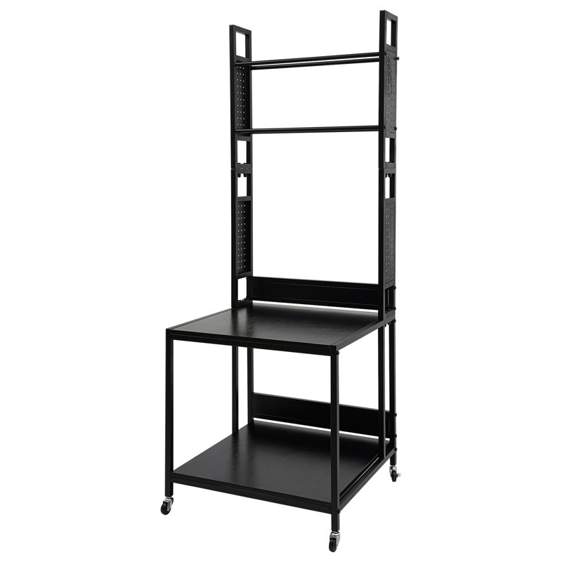 Adjustable 3D Printer Stand With Spool Holder & Rolling Caster Wheels 110 Lb Capacity, Black