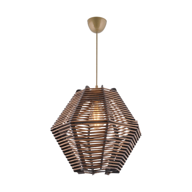 Stunning Wooden Chandelier with Replica Bamboo Cap, 13.8 x 13.8 x 13.8 Inches | Adjustable Height Up to 29.5 Inches, E27 Socket Max 40W | CE Certified, Elegant Brown Finish for Home Décor & Lighting Solutions