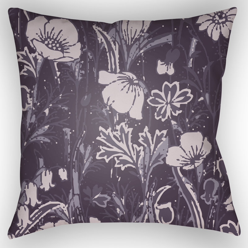 Chinoiserie Floral Floral Outdoor Throw Pillow, 20" H x 20" W x 2" D, Dark Green