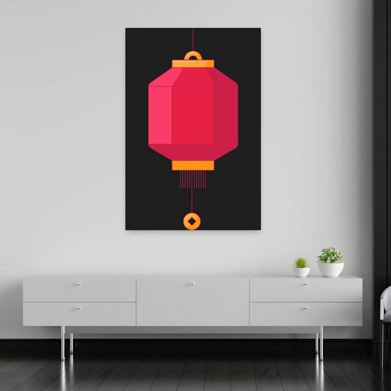 Festive Red Lantern Traditional Spring Wall Art Print by Marika Barsrsind - Wrapped Canvas Print, 152.4cm H x 101.6cm W