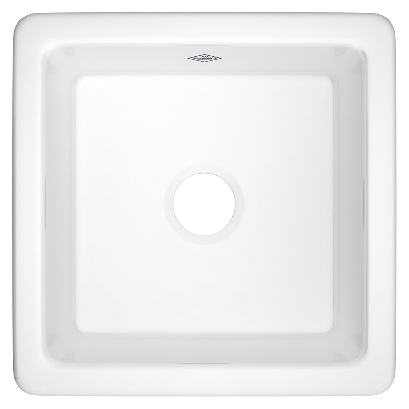Lancaster 18" Single Bowl Square Fireclay Bar/Food Prep Kitchen Sink, White