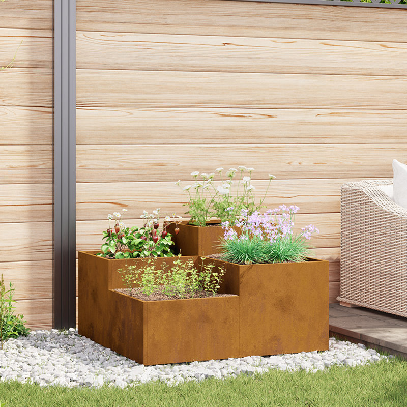 Planter Box, Brown, 48cm H x 100cm W x 100cm D