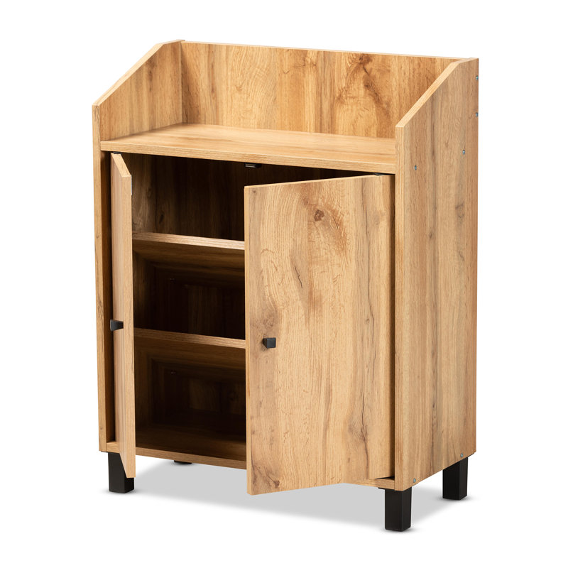 8 Pair Shoe Storage Cabinet, Oak