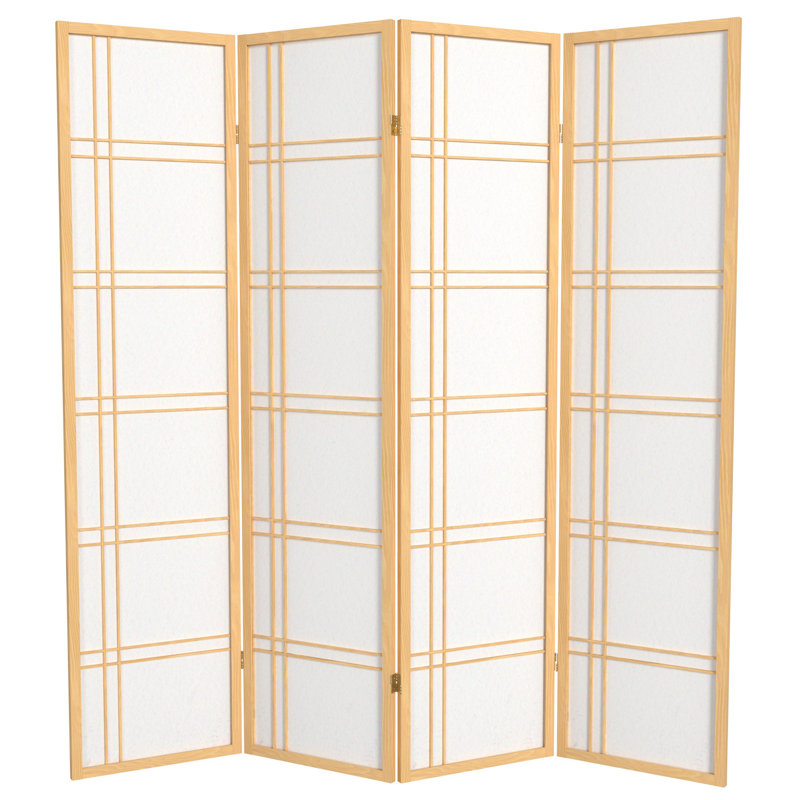 70.5" Tall Double Cross Shoji Panel Room Divider, 6, 6 ft, Black