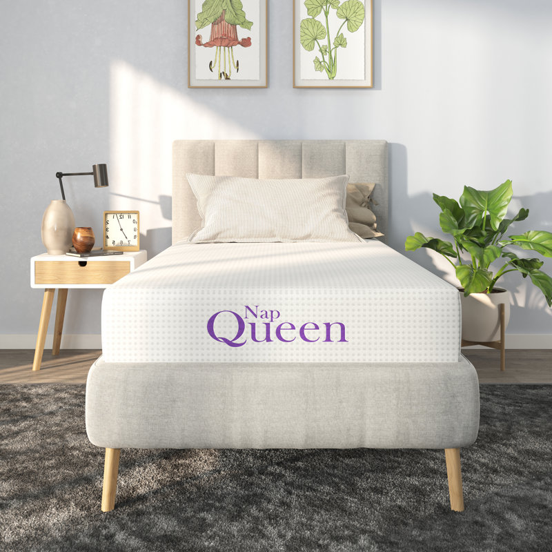 Nap Queen 12'' Full White Bamboo Charcoal Memory Foam Mattress