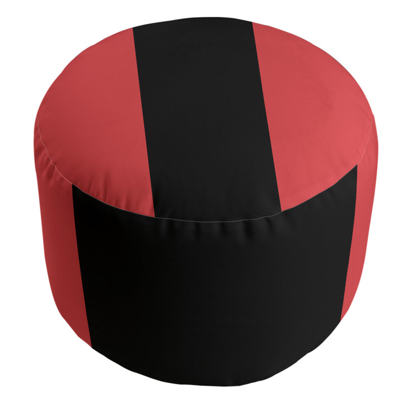 Repose-pieds cubique rond à rayures 20,5", Rouge / noir / rouge