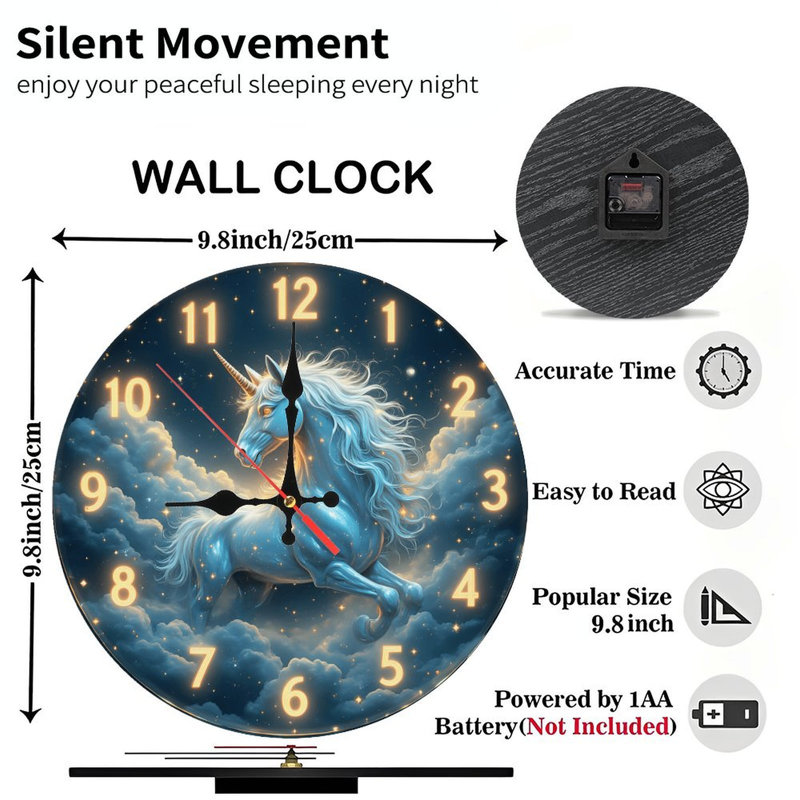 Blue Unicorn Clock