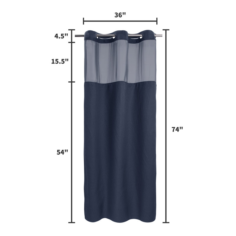 Rideau de douche Ramjani Waffle Weave, Marine, H 74 po x l 36 po