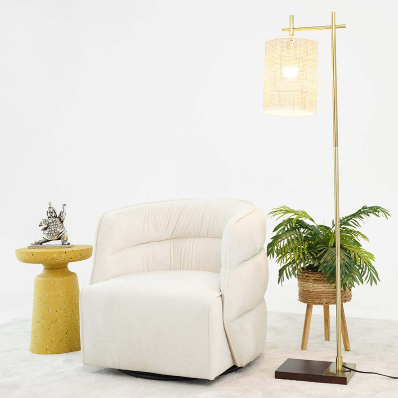 Chaise pivotante Walden, velours, Crème, crème