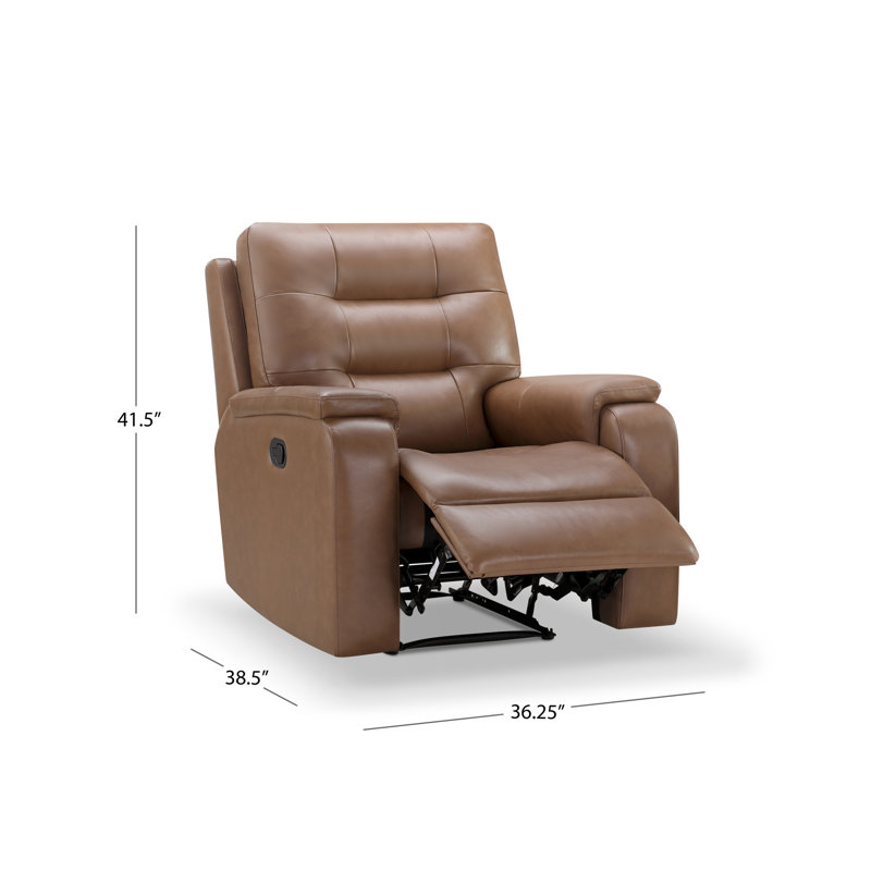 Ashliy Recliner, Camel Genuine Leather