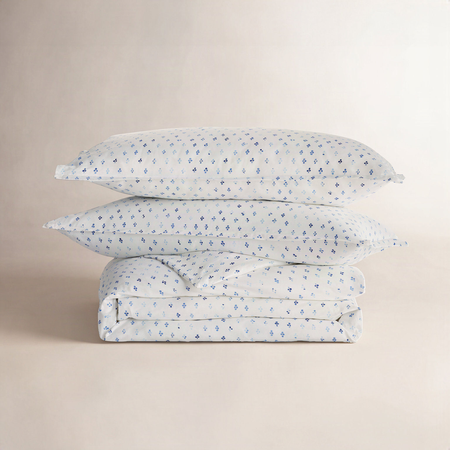 Byrne Cotton Duvet Cover Set, Blue, Full Duvet Set + 2 Sham