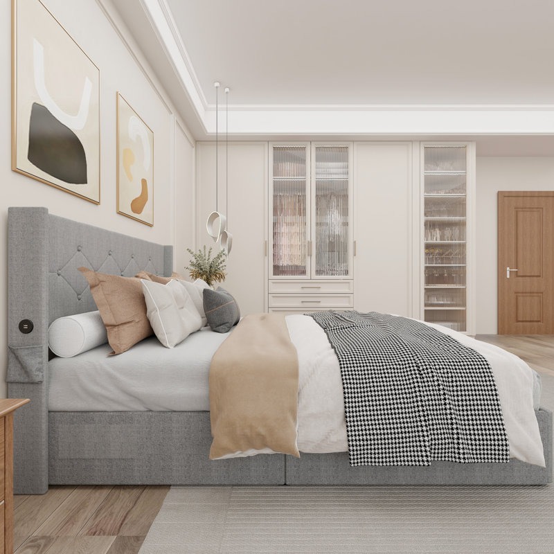 Grand lit de rangement relevable - Design chic, capacité maximale en taille, poches latérales fonctionnelles modernes