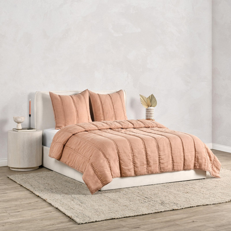 Ensemble de courtepointe en argile durable 3 pièces Rowen, Courtepointe pour grand lit + 2 taies décoratives