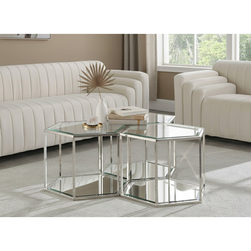Table basse avec rangement Sei, Chrome