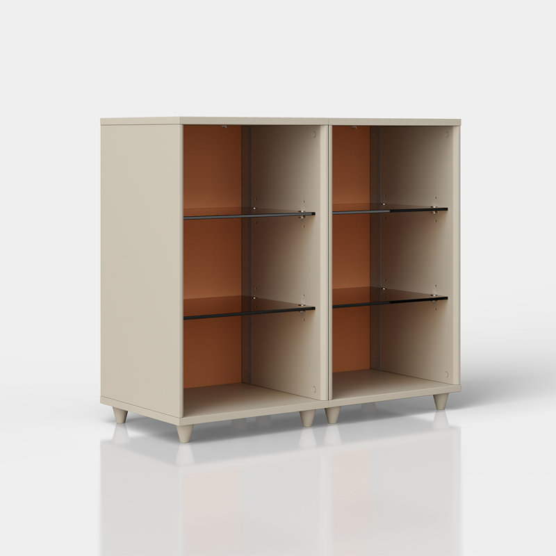 Meuble télé moderne avec lumières DEL et rangement, beige, Beige