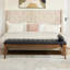 Banc capitonné à boutons avec appui-tête et pieds en noyer foncé-905773556-905773555