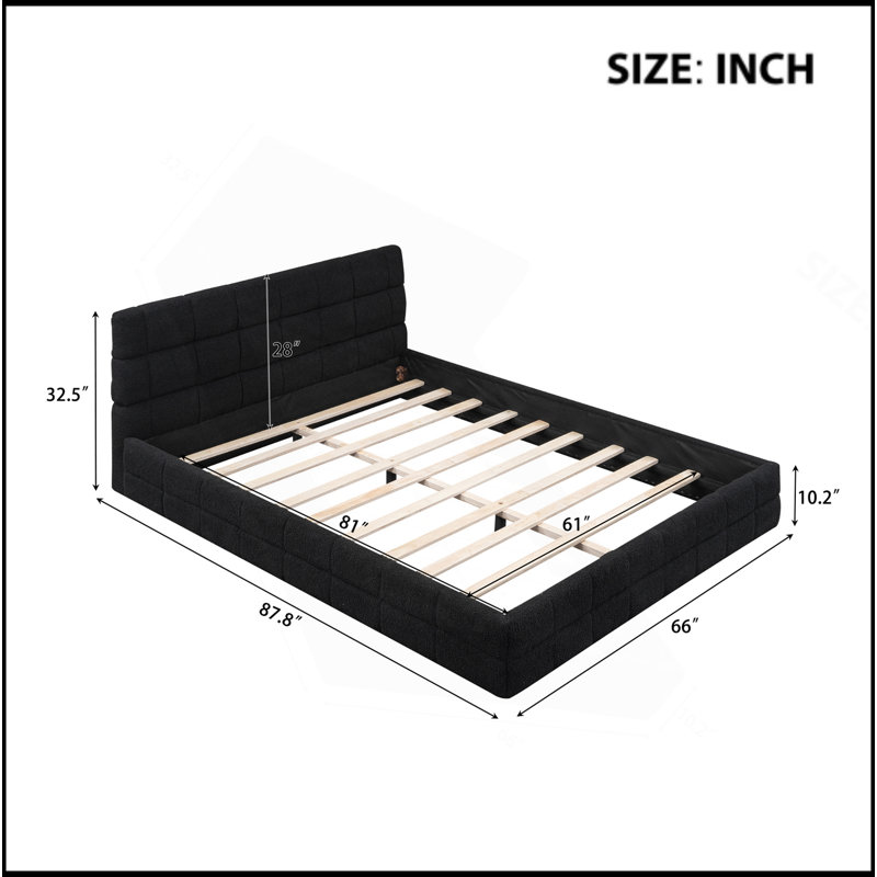 Grand lit plateforme tapissier Modern