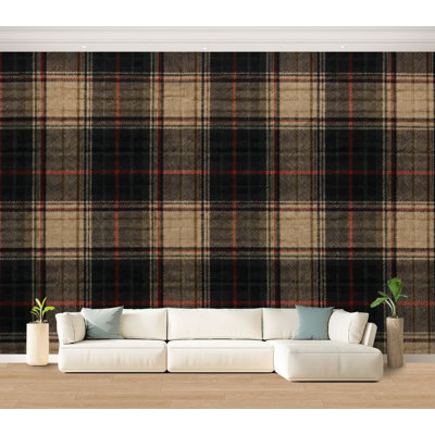 Wall Mural Peel and Stick Wallpaper Checkered fabric web Self-Adhesive Removable Contact Paper Wall Decor for Living Room Bedroom 100"H x 144"W