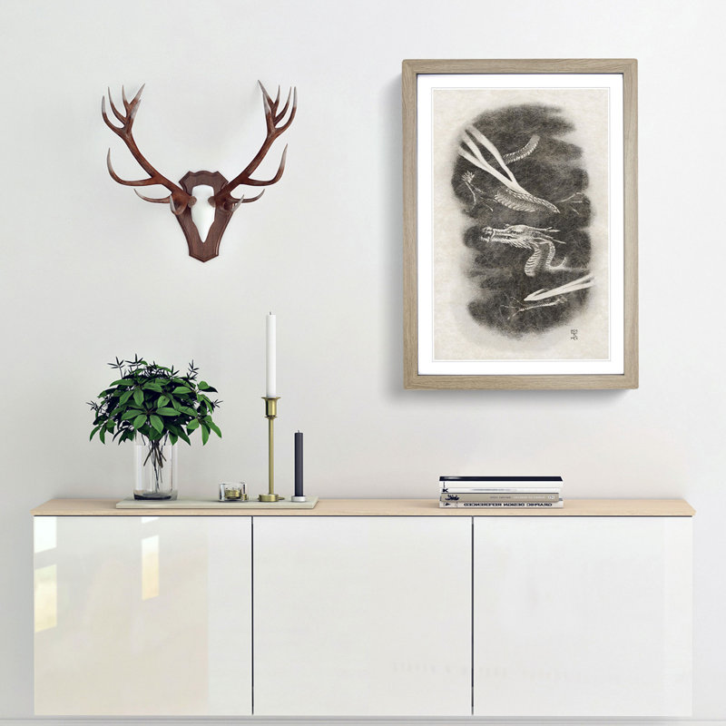 Portrait of a Dragon - Picture Frame Painting Print, 48cm H x 36cm W x 2cm D, Oak Framed