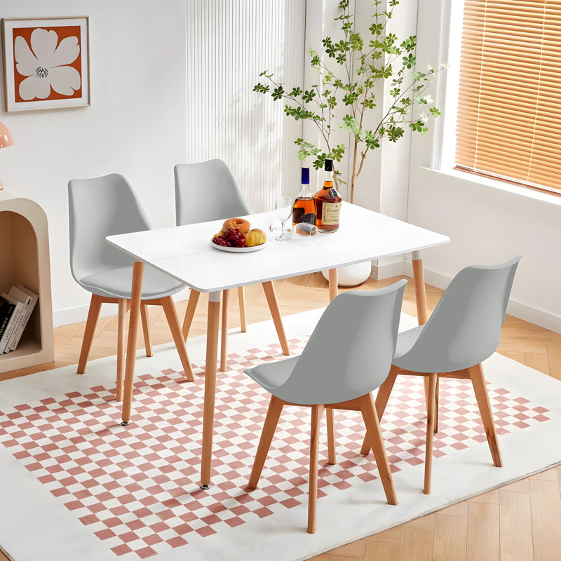 Nero 4 - Person Dining Set, White, Grey