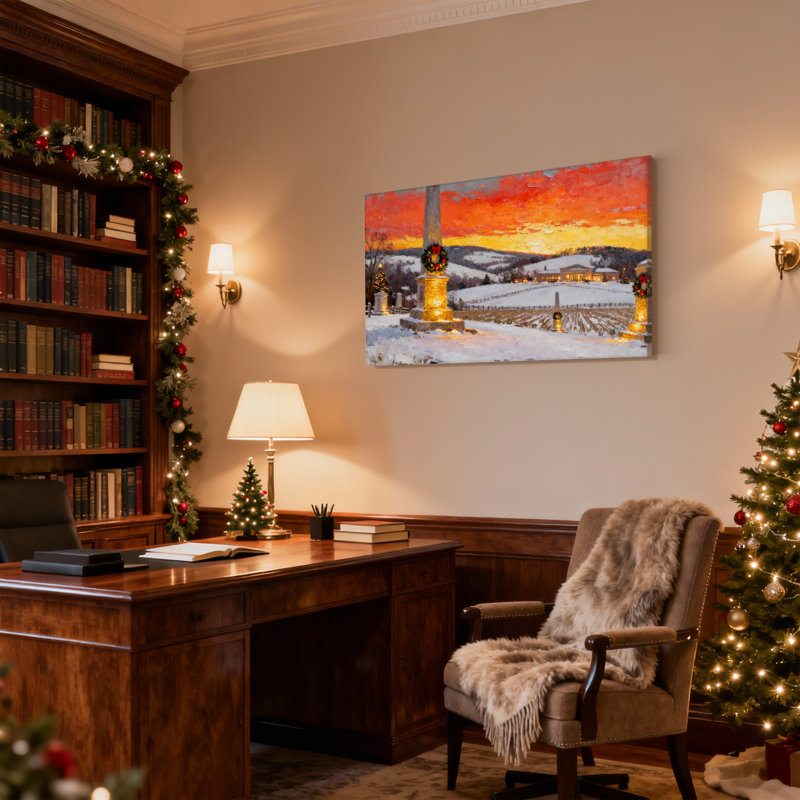 «Christmas Winter Sunset», ensemble de 3 impressions sur toile, paysage de Noël, H 20 po x l 30 po
