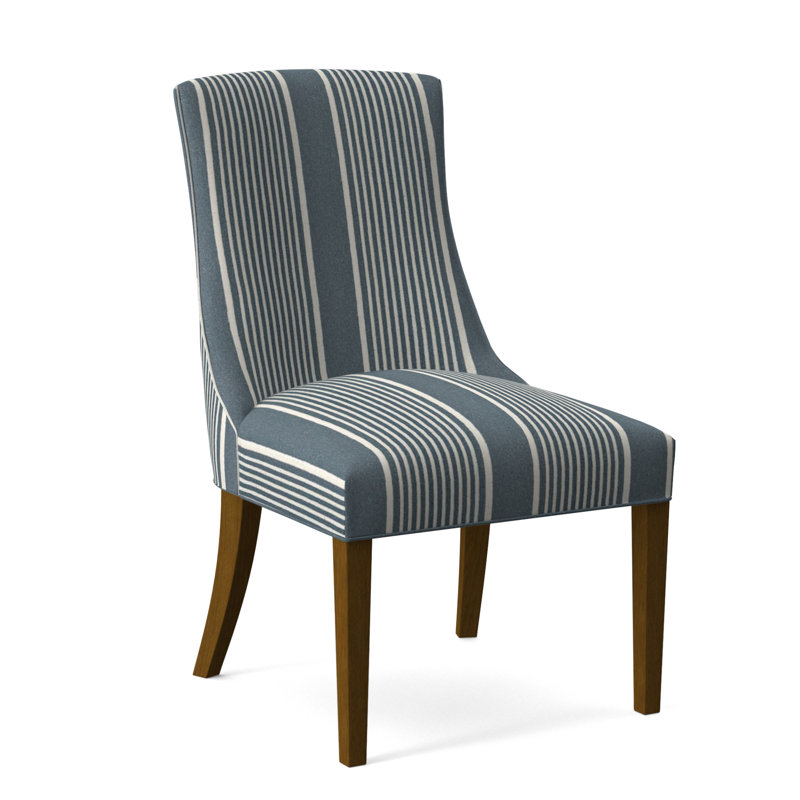 Tuxedo Slipper Dining Chair, Beige Performance Fabric; 0851-73, Havana Finish