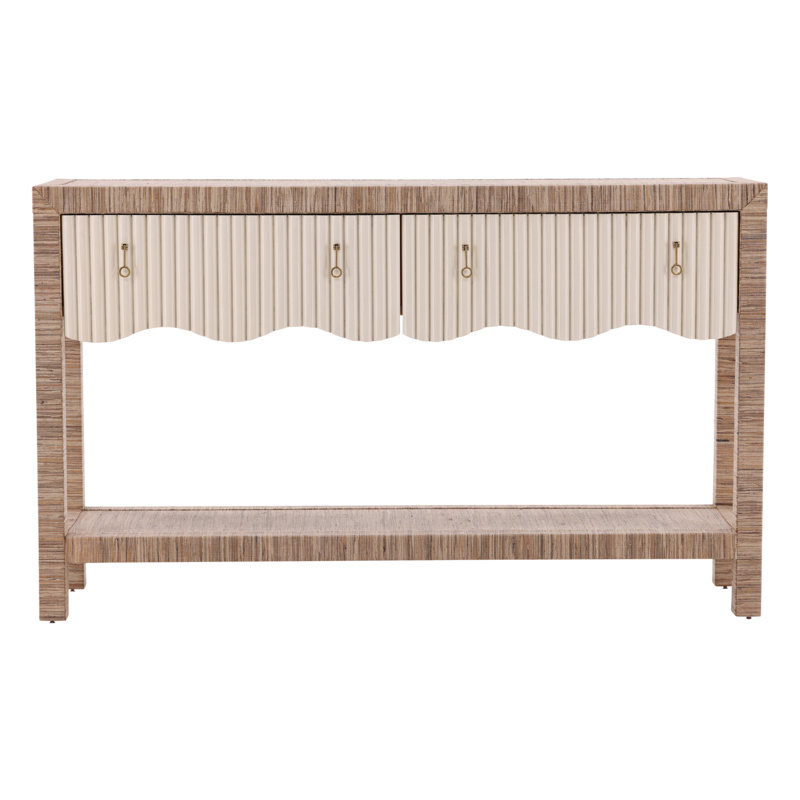  Abrams Mahogany & Gold Console Table, Brown