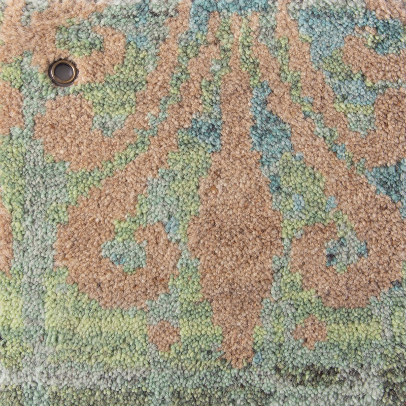 Florence Hand Knotted Wool Abstract Area Rug in Jade, Rectangle 6' x 9'