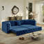 Très grand canapé-lit multifonctionnel de 89 po, canapé-lit coulissant 3 en 1, canapé classique en velours 4 places avec design capitonné, comprend 3 coussins décoratifs, convenant aux appartements et aux salons, bleu-611752434
