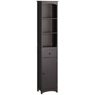 Bathroom Storage Cabinet, Free Standing Bathroom Storage Unit, Tall Linen Tower With 3-Tier Shelves And Drawer, Brown