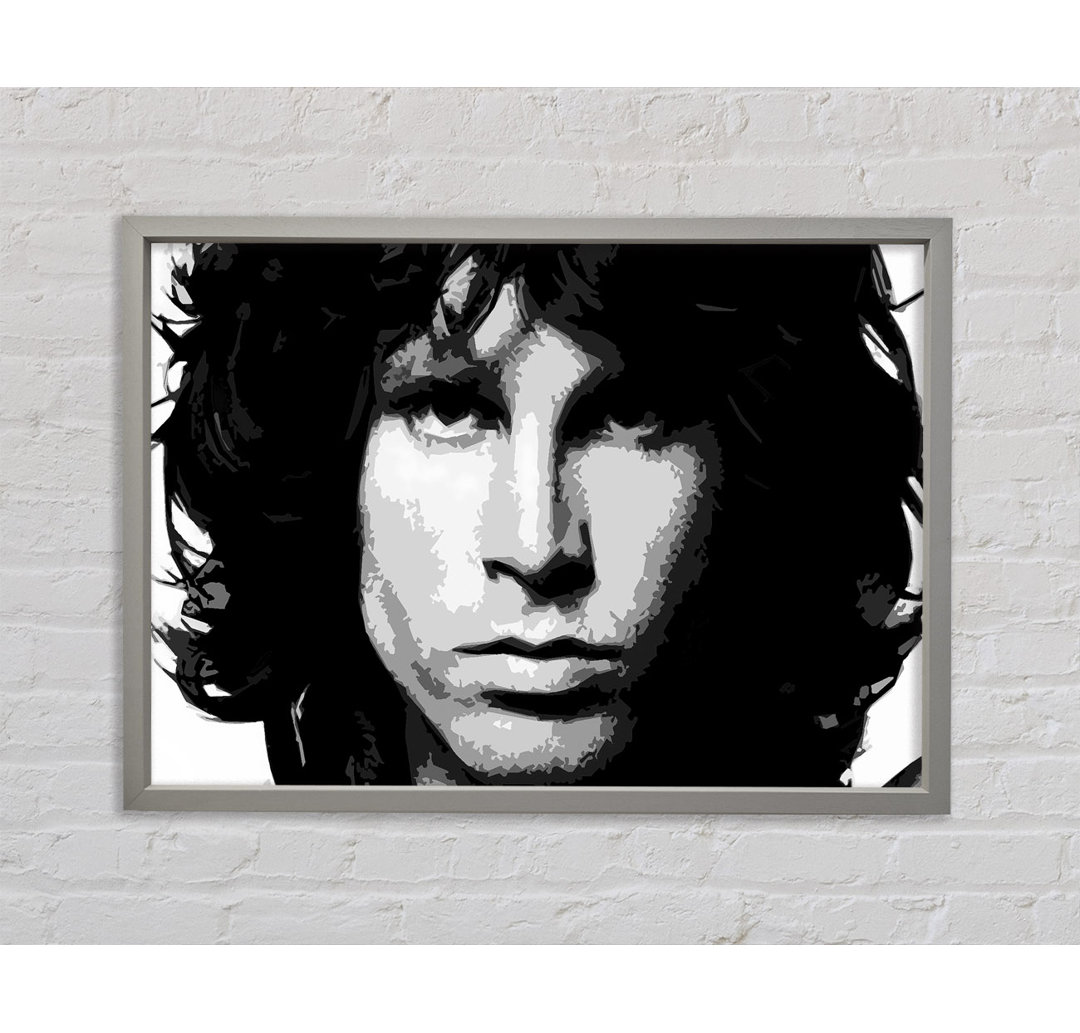 Jim Morrison Face Black And White - Einzelner Bilderrahmen Kunstdrucke auf Leinwand