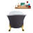 55" Streamline Clawfoot Soaking Acrylic Bathtub With Drain, Clawfeet, and Bamboo Tray-90730277-90730278