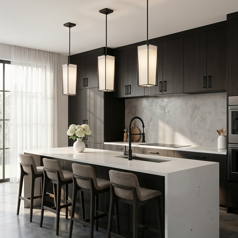 Kelly Wearstler Velero 1 Light Dining Room Pendant With White Silkscreen Tempered Shade, Aged Iron